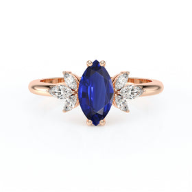 Solitaire accompagné saphir diamant Divine Idylle - 17