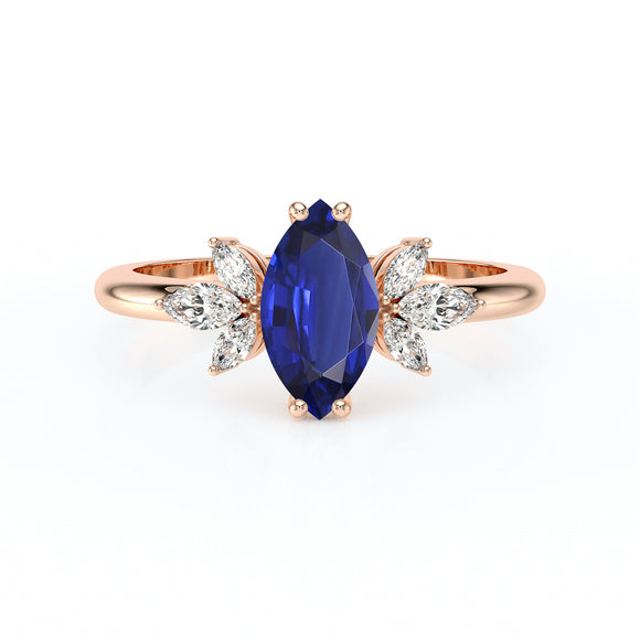 Solitaire accompagné saphir diamant Divine Idylle - 17