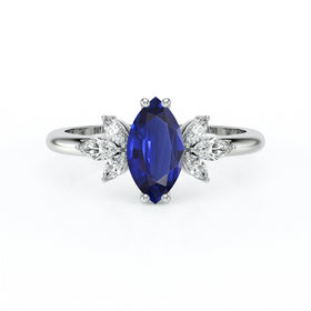 Solitaire accompagné saphir diamant Divine Idylle - 17