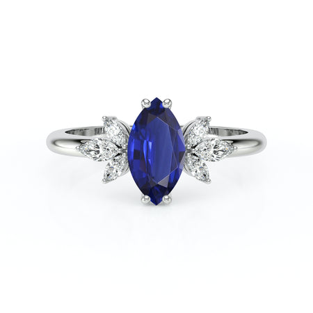 Solitaire accompagné saphir diamant Divine Idylle - 17