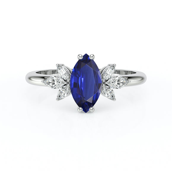 Solitaire accompagné saphir diamant Divine Idylle - 17