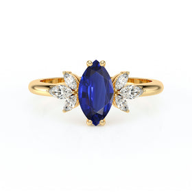 Solitaire accompagné saphir diamant Divine Idylle - 17