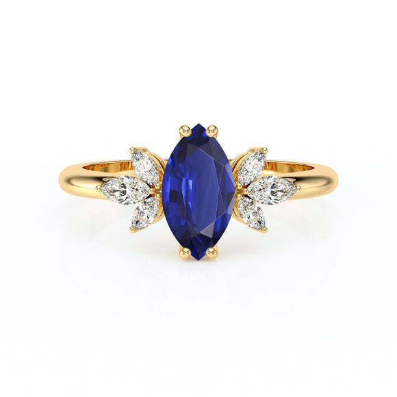 Solitaire accompagné saphir diamant Divine Idylle - 17