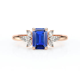 Solitaire accompagné saphir diamant Divine Idylle - 18