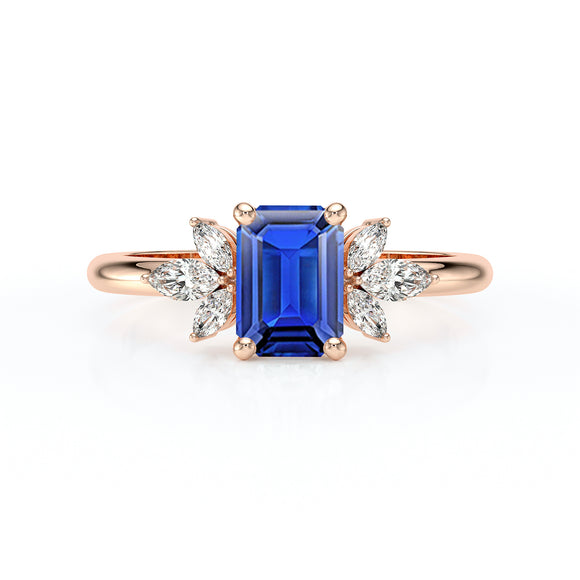 Solitaire accompagné saphir diamant Divine Idylle - 18