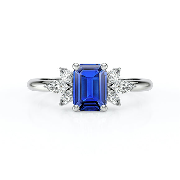 Solitaire accompagné saphir diamant Divine Idylle - 18