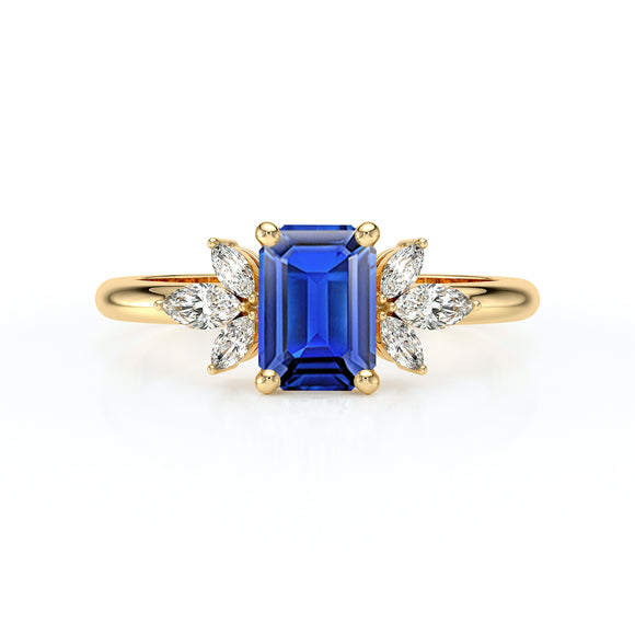 Solitaire accompagné saphir diamant Divine Idylle - 18