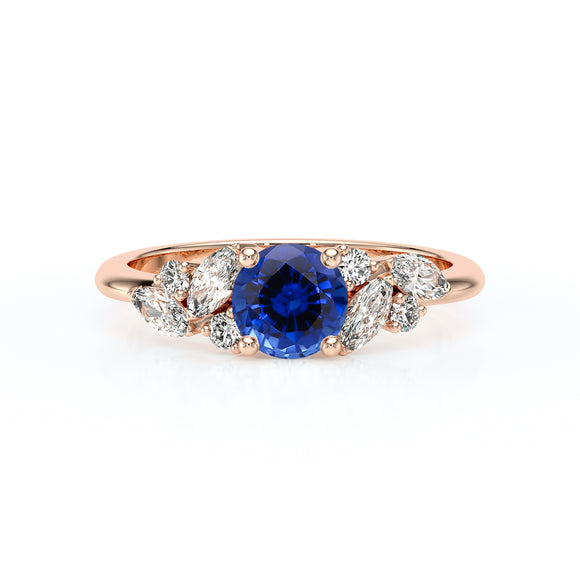 Solitaire accompagné saphir diamant Divine Idylle - 20