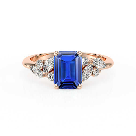 Solitaire accompagné saphir diamant Divine Idylle - 21