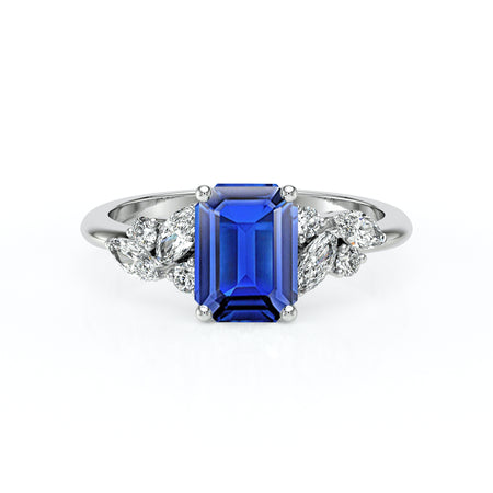 Solitaire accompagné saphir diamant Divine Idylle - 21