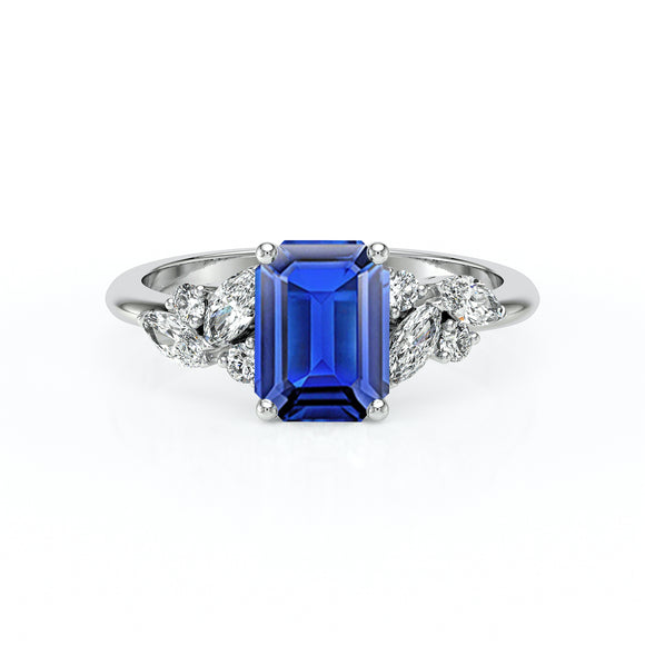 Solitaire accompagné saphir diamant Divine Idylle - 21