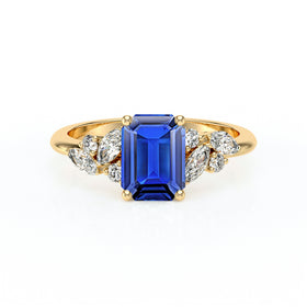 Solitaire accompagné saphir diamant Divine Idylle - 21