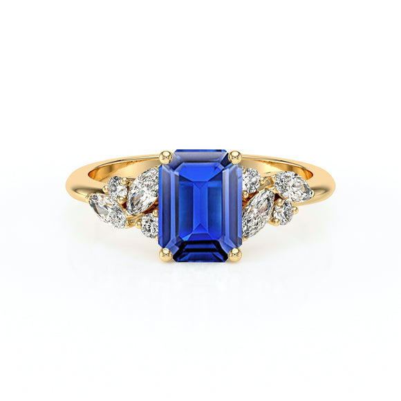 Solitaire accompagné saphir diamant Divine Idylle - 21