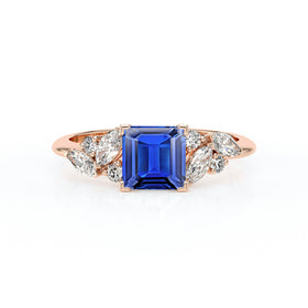Solitaire accompagné saphir diamant Divine Idylle - 22