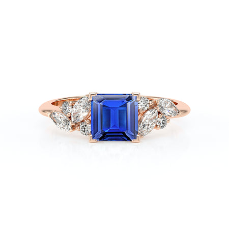 Solitaire accompagné saphir diamant Divine Idylle - 22