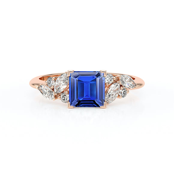 Solitaire accompagné saphir diamant Divine Idylle - 22