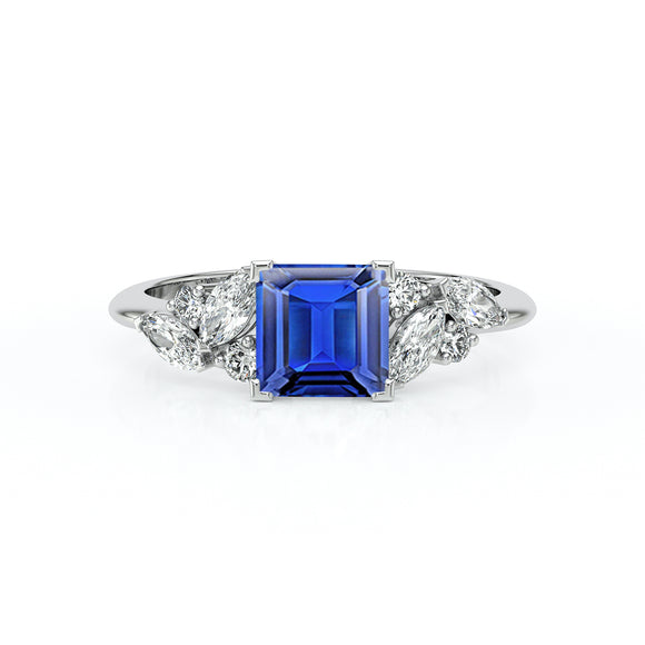 Solitaire accompagné saphir diamant Divine Idylle - 22