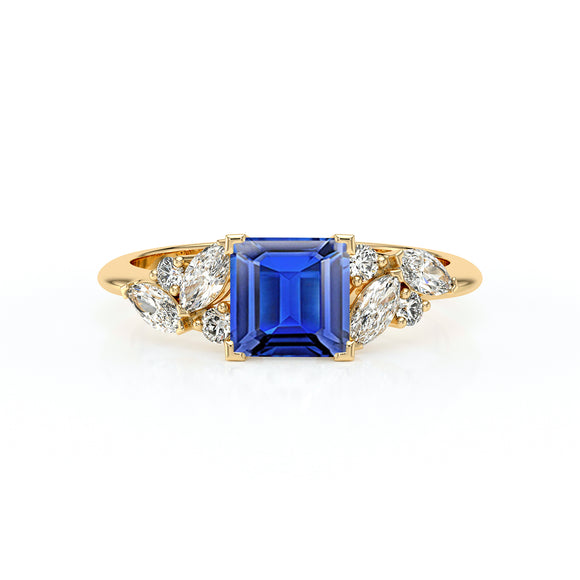 Solitaire accompagné saphir diamant Divine Idylle - 22