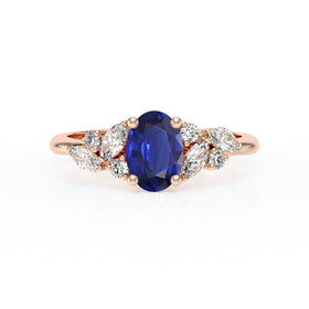 Solitaire accompagné saphir diamant Divine Idylle - 23