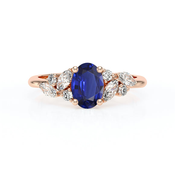 Solitaire accompagné saphir diamant Divine Idylle - 23