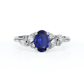 Solitaire accompagné saphir diamant Divine Idylle - 23