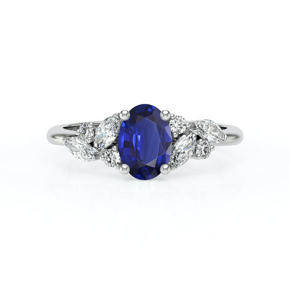 Solitaire accompagné saphir diamant Divine Idylle - 23