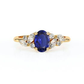 Solitaire accompagné saphir diamant Divine Idylle - 23