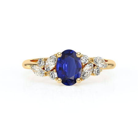 Solitaire accompagné saphir diamant Divine Idylle - 23