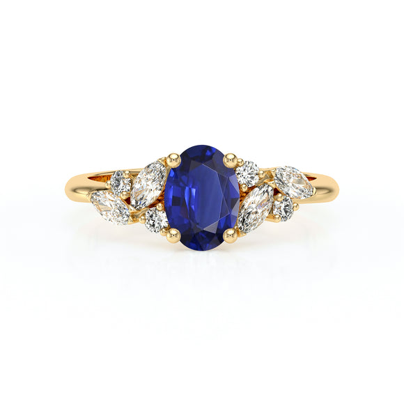 Solitaire accompagné saphir diamant Divine Idylle - 23