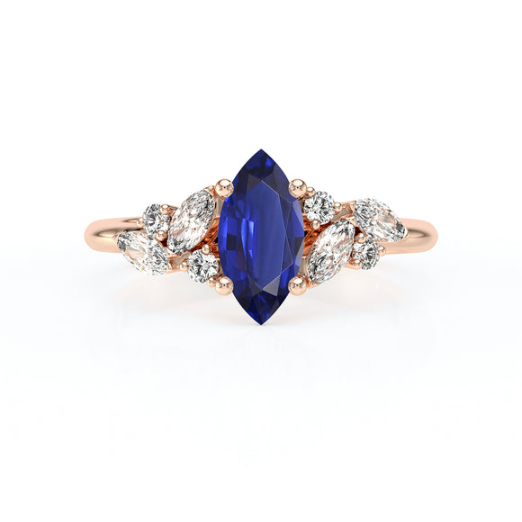 Solitaire accompagné saphir diamant Divine Idylle - 24