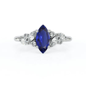 Solitaire accompagné saphir diamant Divine Idylle - 24