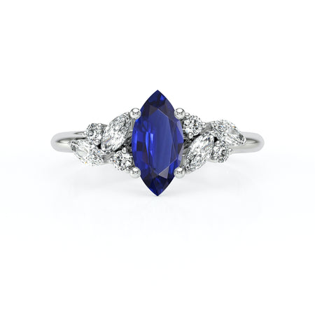 Solitaire accompagné saphir diamant Divine Idylle - 24