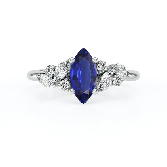 Solitaire accompagné saphir diamant Divine Idylle - 24