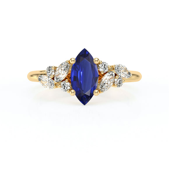 Solitaire accompagné saphir diamant Divine Idylle - 24