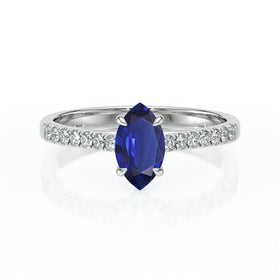 Solitaire accompagné saphir et diamant Divine Idylle - 6