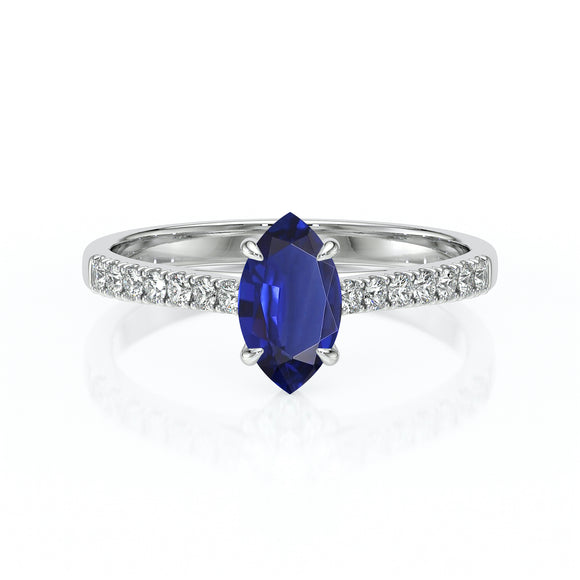 Solitaire accompagné saphir et diamant Divine Idylle - 6