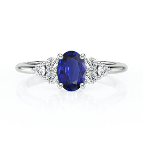 Solitaire accompagné saphir et diamant Divine Idylle - 7