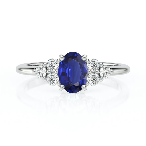 Solitaire accompagné saphir et diamant Divine Idylle - 7