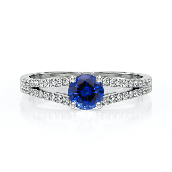 Solitaire accompagné saphir et diamant Divine Idylle - 8