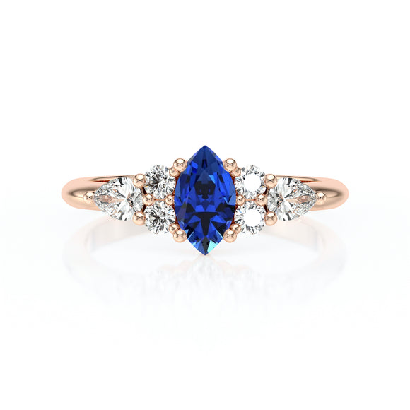 Solitaire accompagné saphir diamant Divine Idylle - 9