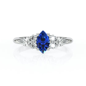 Solitaire accompagné saphir diamant Divine Idylle - 9