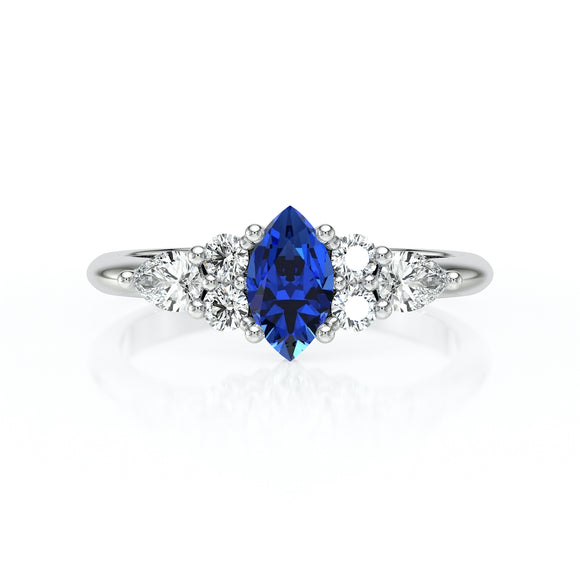 Solitaire accompagné saphir diamant Divine Idylle - 9