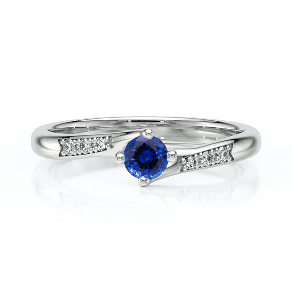 Solitaire accompagné saphir et diamant Fou de toi - 1