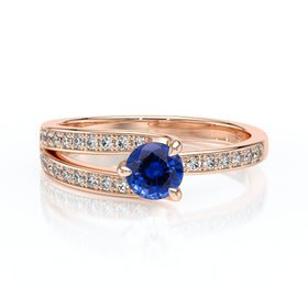 Solitaire accompagné saphir et diamant Fou de toi - 5