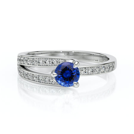 Solitaire accompagné saphir et diamant Fou de toi - 5