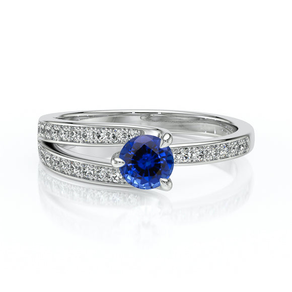 Solitaire accompagné saphir et diamant Fou de toi - 5
