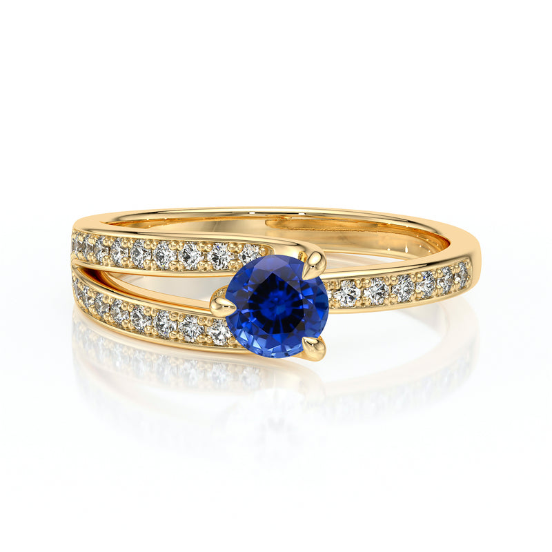 Solitaire accompagné saphir et diamant Fou de toi - 5