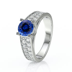 Solitaire accompagné saphir diamant Fou de toi - 2