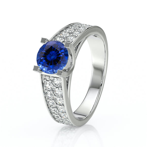 Solitaire accompagné saphir diamant Fou de toi - 2