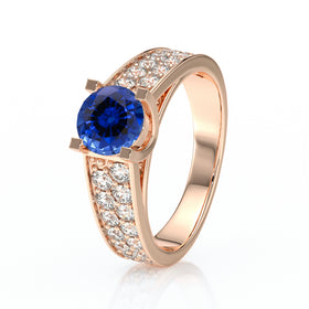 Solitaire accompagné saphir diamant Fou de toi - 2